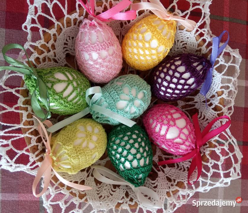 Pisanki koszulki na jajka szydełkowe wielkanoc Garbów