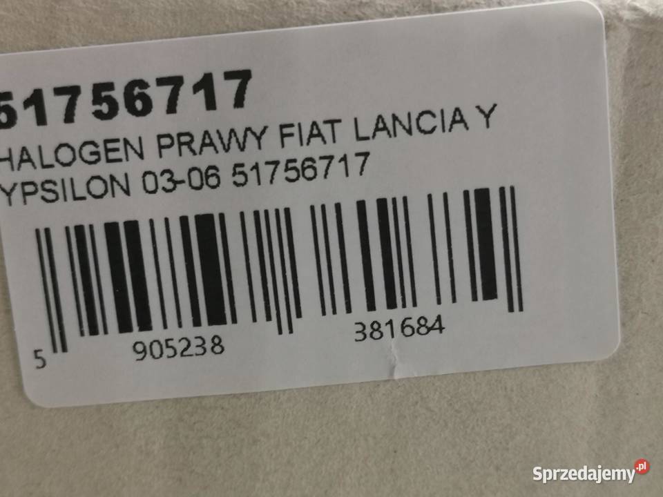 LAMPA HALOGEN PRAWY LANCIA YPSILON 2003 51756717 Światła do jazdy dziennej DRL