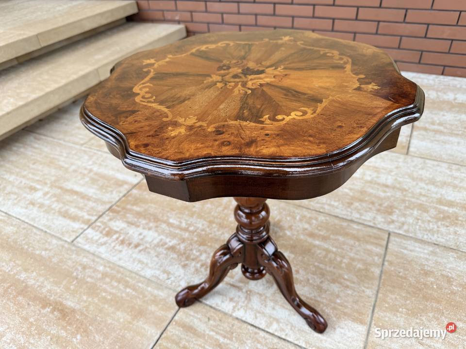 Stolik stylowy z intarsją retro vintage włoski