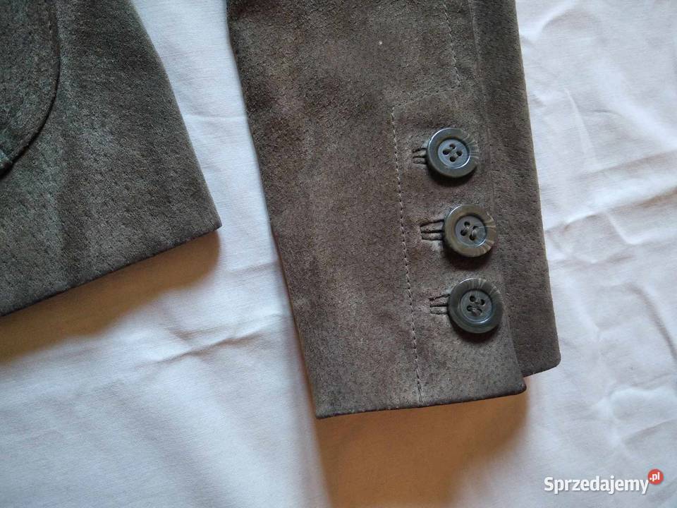skórzana zamszowa marynarka oliwkowa r M 38 zielony Gdańsk