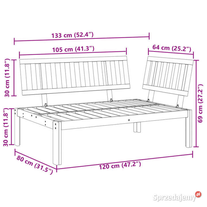 Narożna sofa ogrodowa z deseczek lite drewno