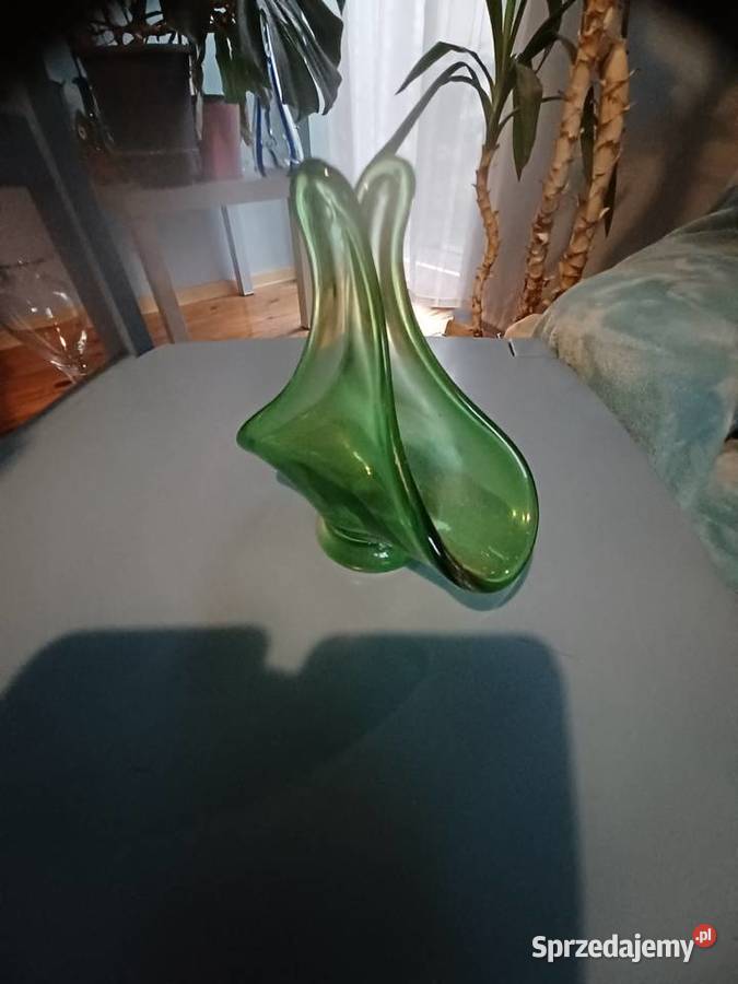 Srary serwetnik szklany zielone szkło łódzkie Łódź