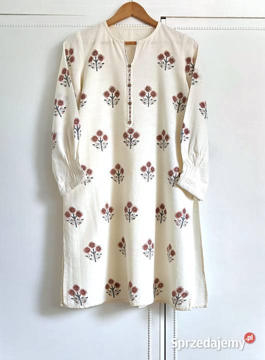 Biały komplet indyjski M 38 kwiaty boho bohemian Szczecin
