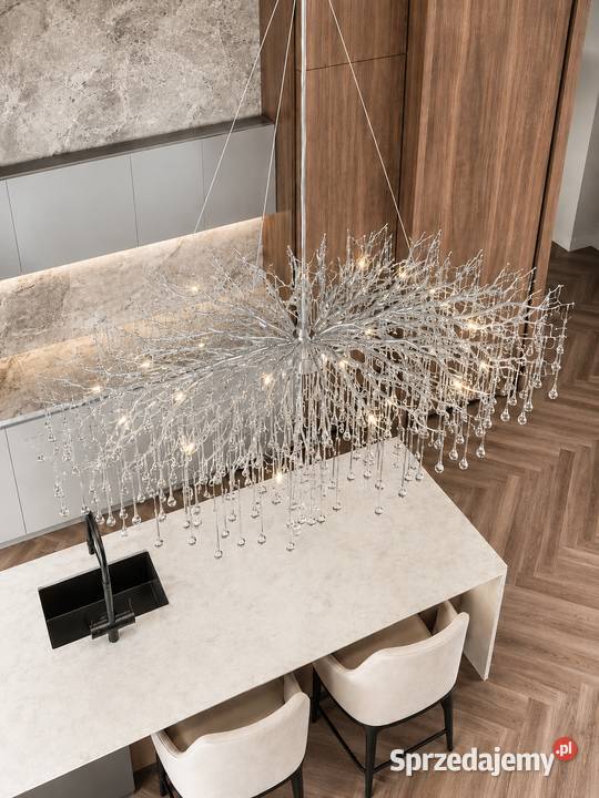 Żyrandol glamour srebrny nowoczesny do salonu Warszawa