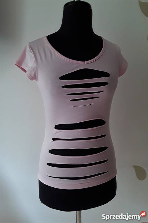 Bluzka z dziurami rozmiar 3810 krótki rękaw różowy sprzedam