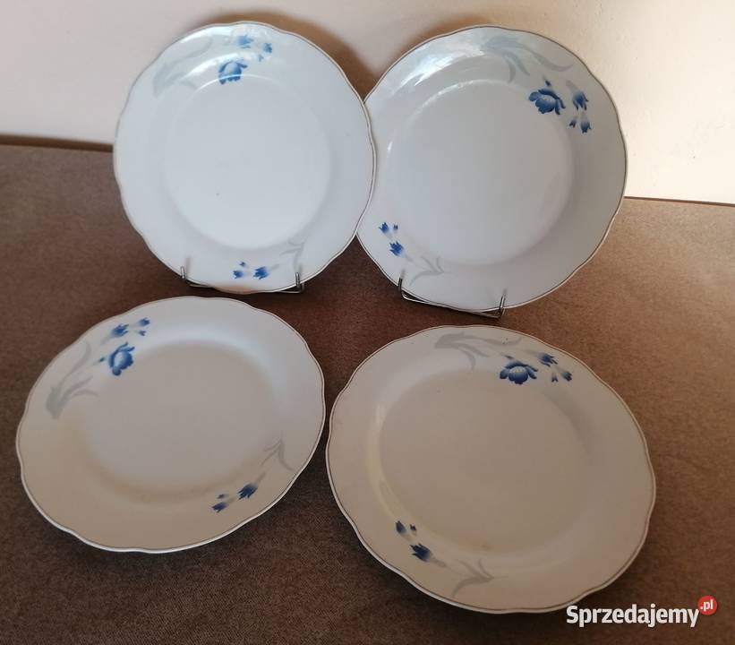 Talerz płytki 225 dekorowany niebieskimi łódzkie sprzedam