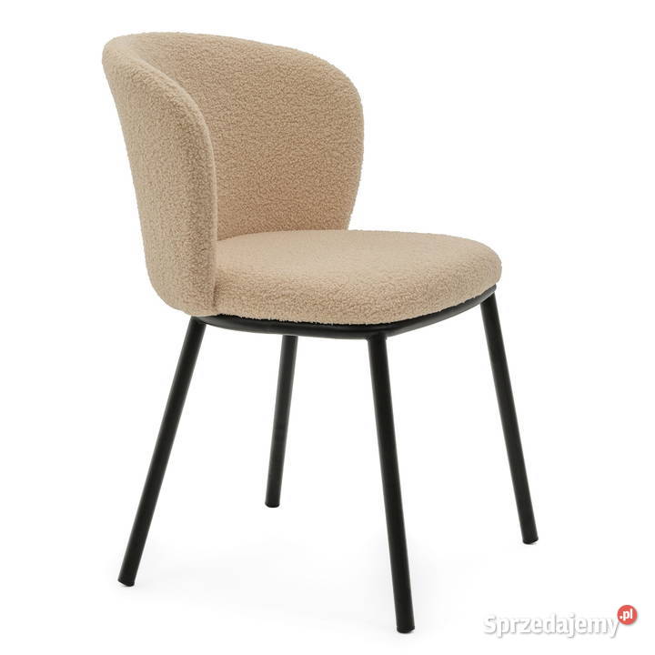 Krzesło Tapicerowane Bari Ciemnobeżowe Boucle Tarchały Małe