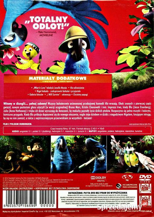 RIO RIO 2 PAKIET 2 FILMÓW 2 DVD DVD Kalisz