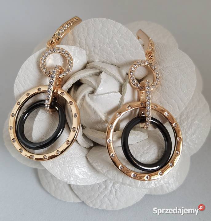 Eleganckie kolczyki ceramiczne złote Kołobrzeg