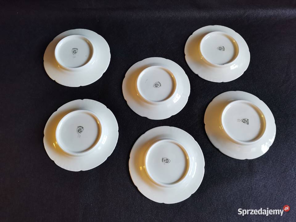 Stara porcelana Giesche talerzyki konfiturówki 6 Porcelana i szkło Katowice