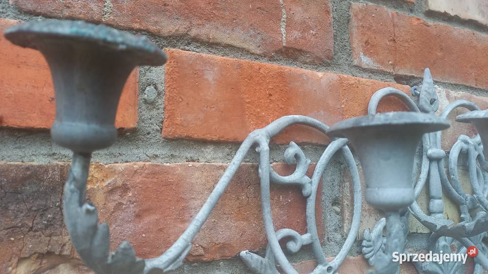 Świecznik metalowy wiszący na scianę 8 świec 688 szary Gawroniec