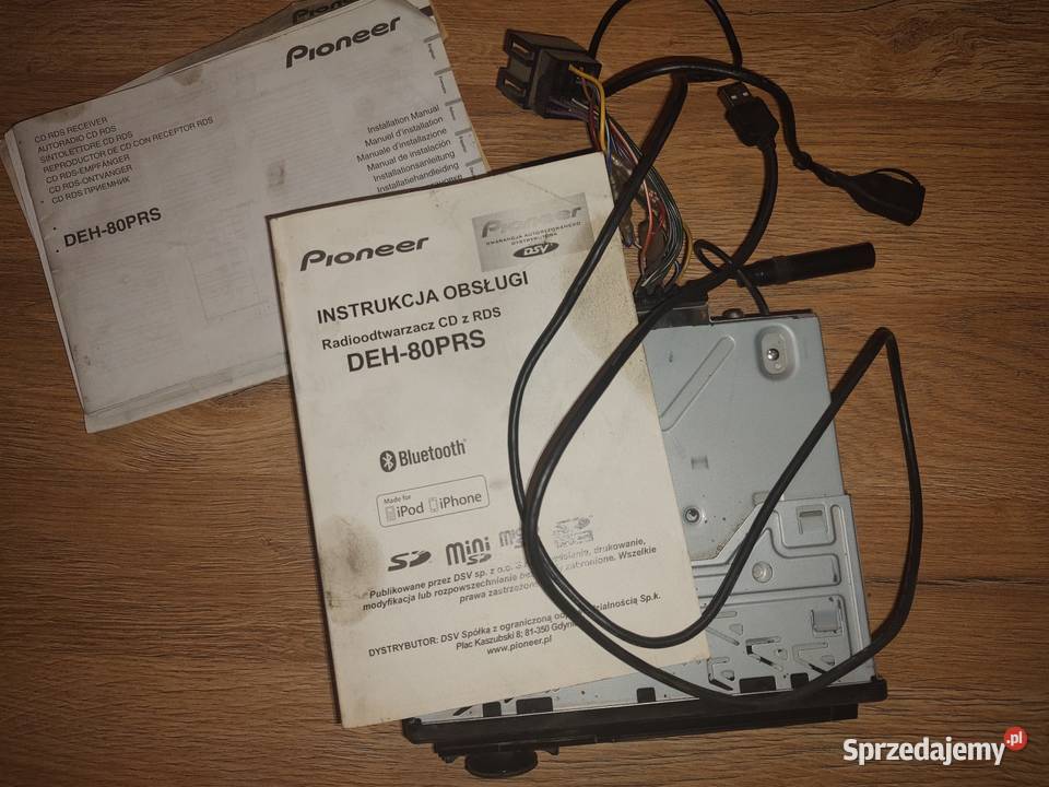 Radio samochodowe Pioneer DEHX9600BT 1DIN Sprzęt audio fabryczny Prężynka