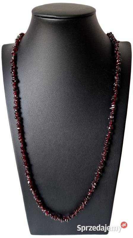 GRANAT NATURALNY NASZYJNIK DŁUGI SZNUR KAMIENIE