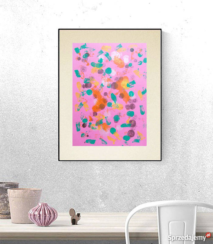 grafika różowa różowa abstrakcja dekoracja na sprzedam