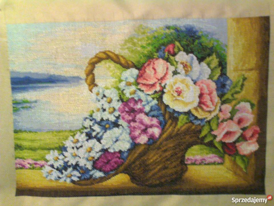 obraz KOSZ KWIATÓW haft krzyżykowy Tarnów