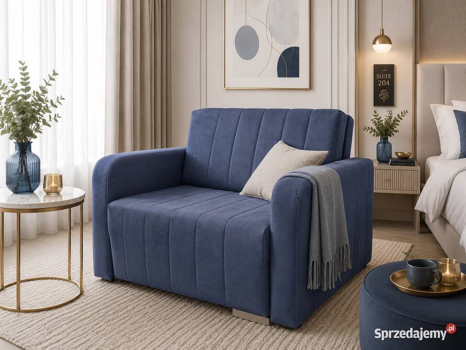 Wygodna sofa rozkładana miękki welur i pionowe Fotele Namysłów sprzedam