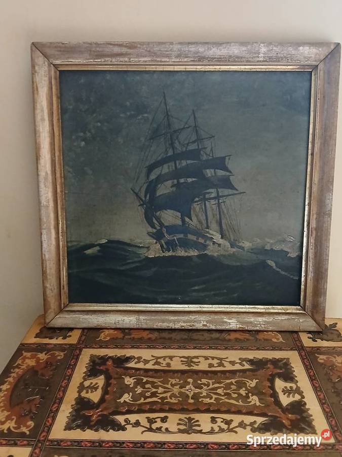 Stary olejny obraz marynistyczny Kraków