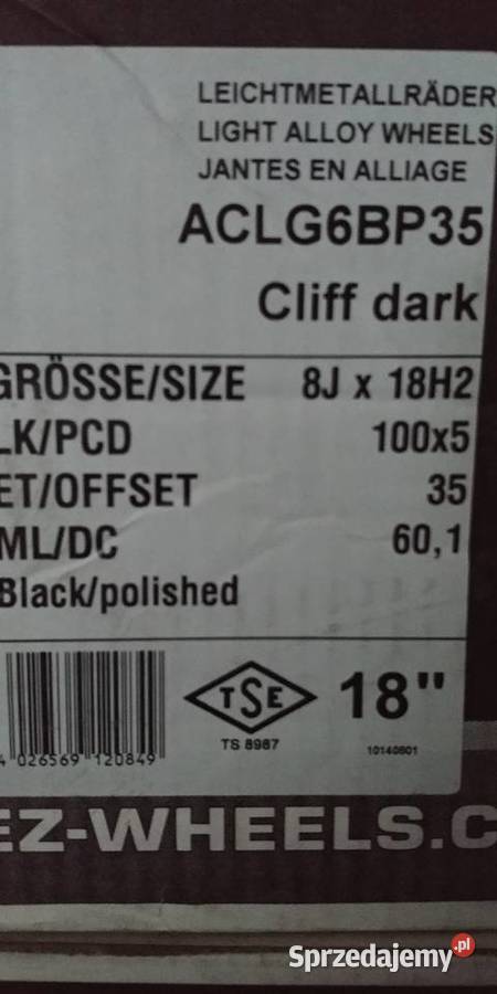 AEZ Cliff Dark 18 5x100 et35 Koła i felgi śląskie Bielsko-Biała