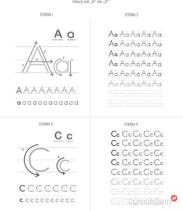 Nauka pisania literek do wydruku PDF Alfabet Kraków sprzedam