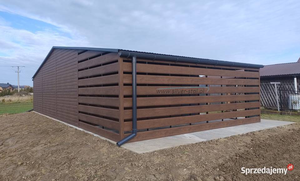 Garaż blaszany 9x6 12x6 z drewutnią ażurową dolnośląskie Wałbrzych
