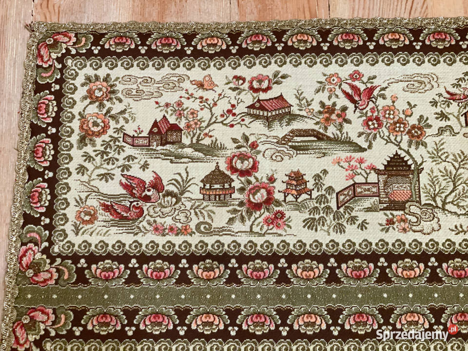 narzuta kapa bieżnik stylowa antyk ze złotą Tkaniny Warszawa