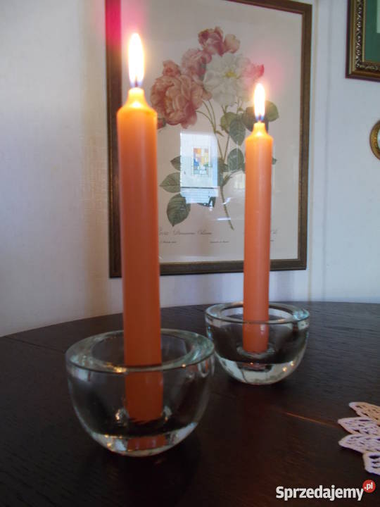 KompleT świeczników Vintage PRL grube szkło Szczecin