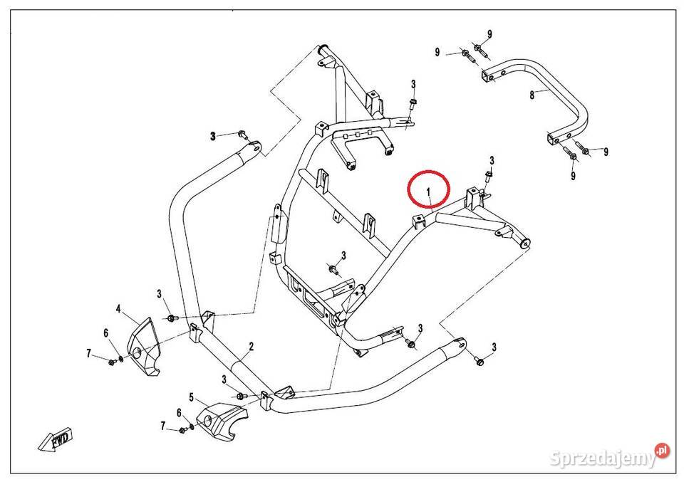 Bumper mocowanie chłodnicy stelaż CFMOTO 520 450 Elementy nadwozia Gostynin