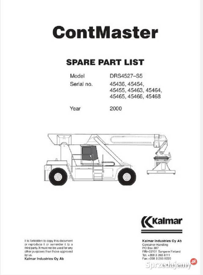 Kalmar Contmaster DRS4527S5 katalog części Kielce
