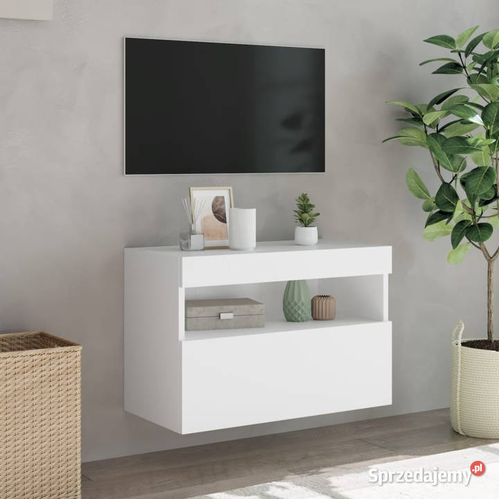 Ścienna szafka TV z LED biała 60x30x40 WM837183 Warszawa sprzedam