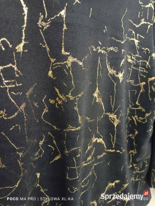 BLUZKA czarnozłoty MARMUR dzianina 48 biust 118