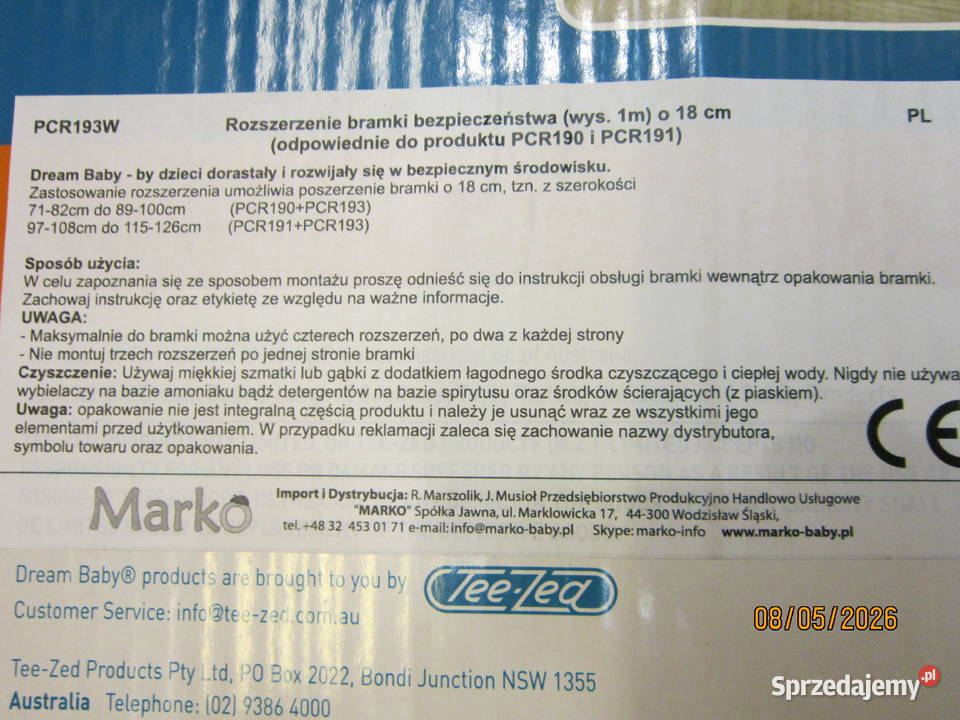 Bramka bezpieczeństwa Dreambaby model F190w 2 x Warszawa