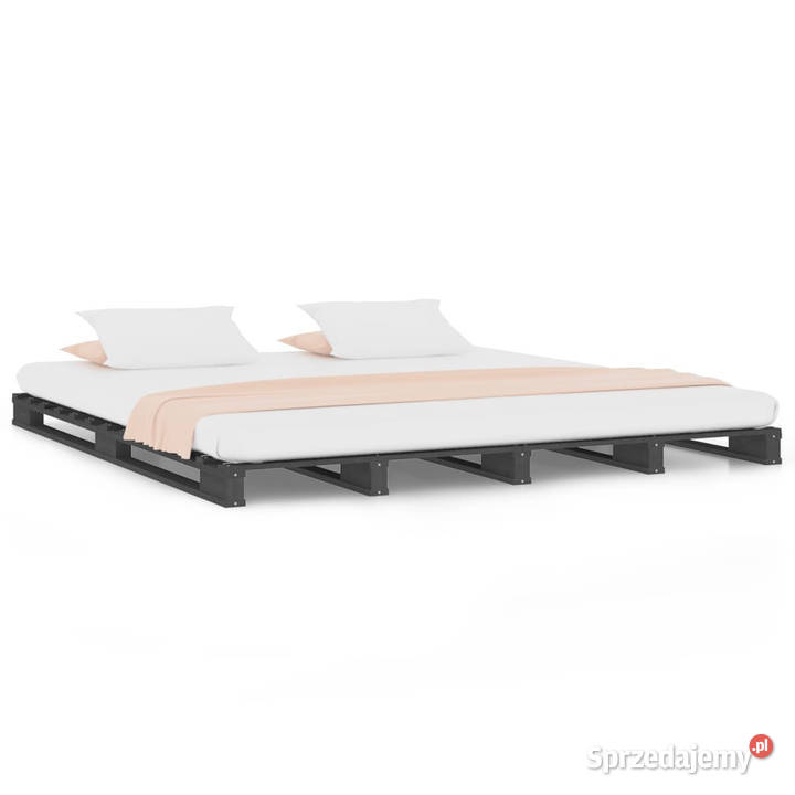 Łóżko z palet szare lite drewno 150x200 WM821399 200cm Łóżka i materace mazowieckie Warszawa