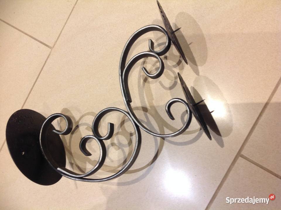 Świecznik Dwuramienny Metalowy Metaloplastyka czarny Nowa Sól