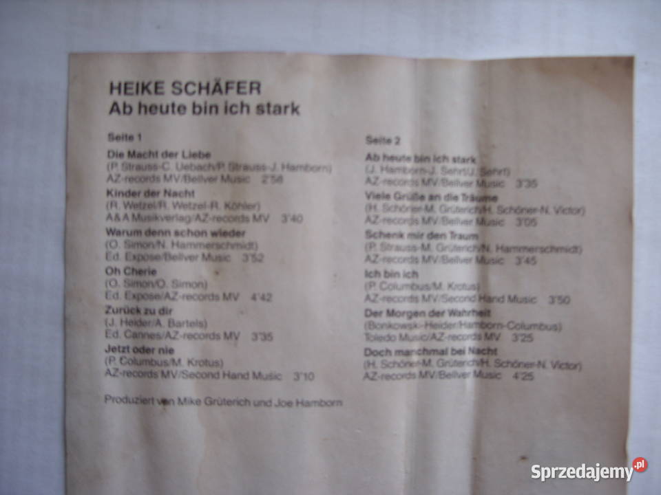 Kaseta HEIKE SHAFERAB HEUTE 1989 Płyty i kasety dolnośląskie Wołów