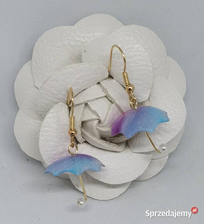 Kolorowe kolczyki parasolki różowoniebieskie