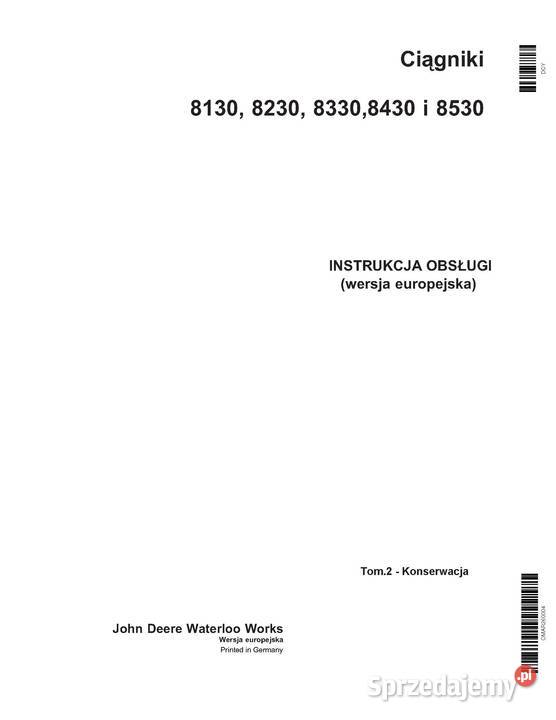 Instrukcja obsługi John Deere JD 8130 8230