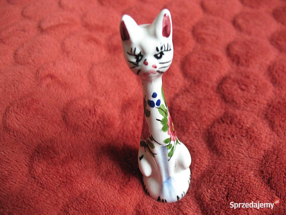Kot ręcznie malowany kotek stara figurka wielokolorowy Siedlce sprzedam