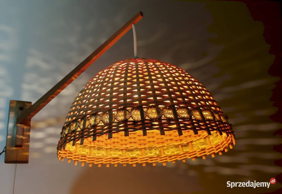 Kinkiet skandynawski ratan midcentury modern