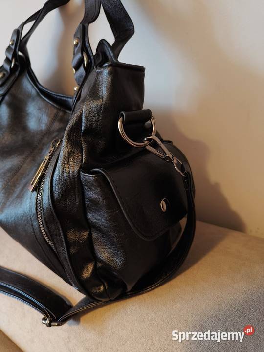 Torba damska na ramię Czarna pojemna 24cm śląskie Katowice