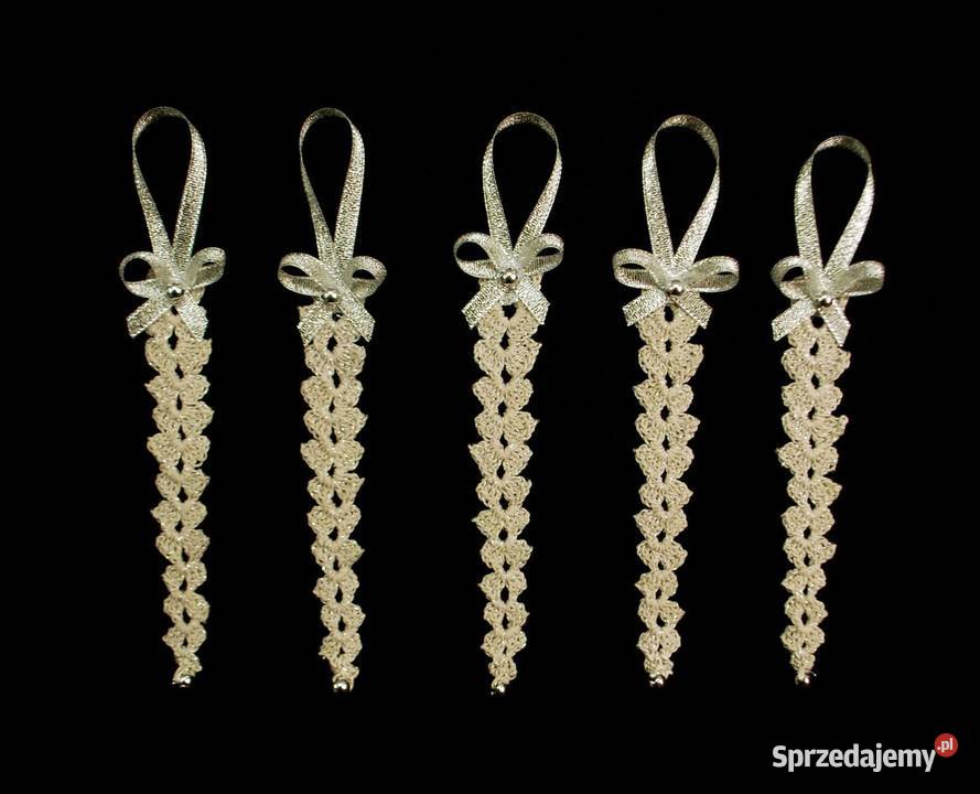 Zawieszka ozdoba szydełkowa choinkę Sopelek Kluczbork