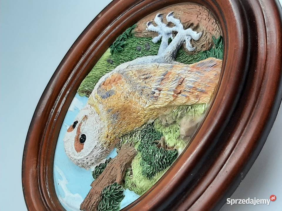 Śliczny drewniany obraz 3D z motywem sowy anglia kujawsko-pomorskie Inowrocław sprzedam
