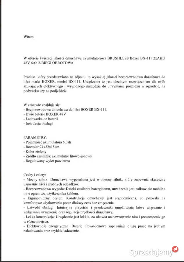 Dmuchawa do liści Jelenia Góra