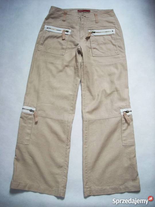 ONLY lniane spodnie z zamkami bojówki super 36 S Rozmiar 36(S) Nowy Sącz