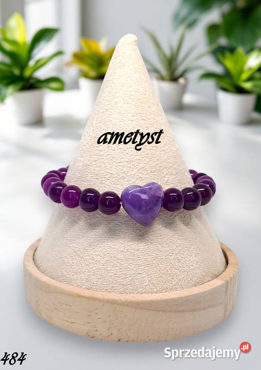 Bransoletka z ametystu AMETYST serce kulka 484 Bransoletki Warszawa