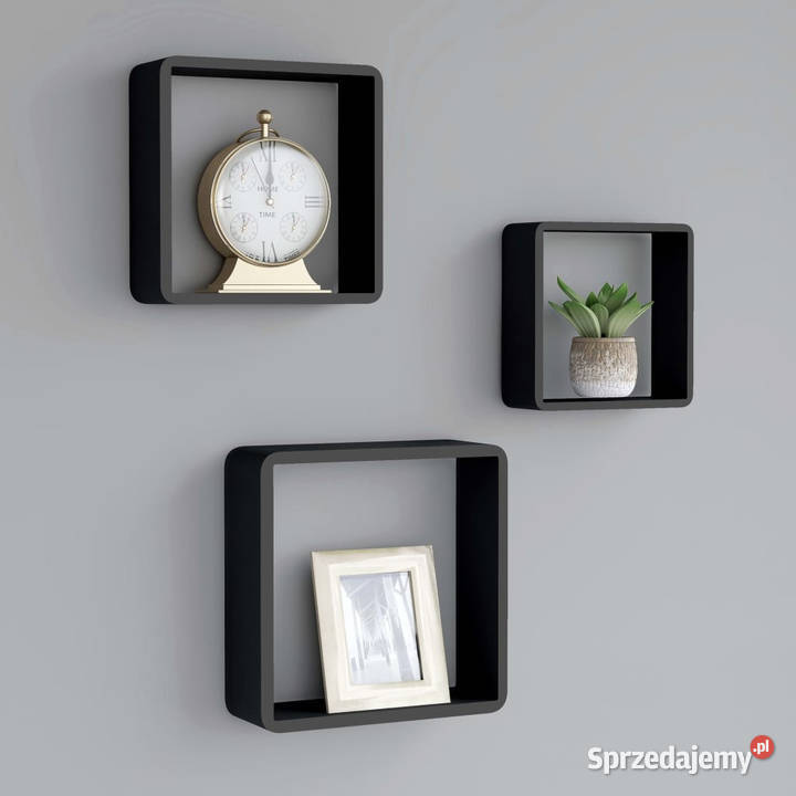 Półki ścienne kostki 3 czarne MDF WM323953