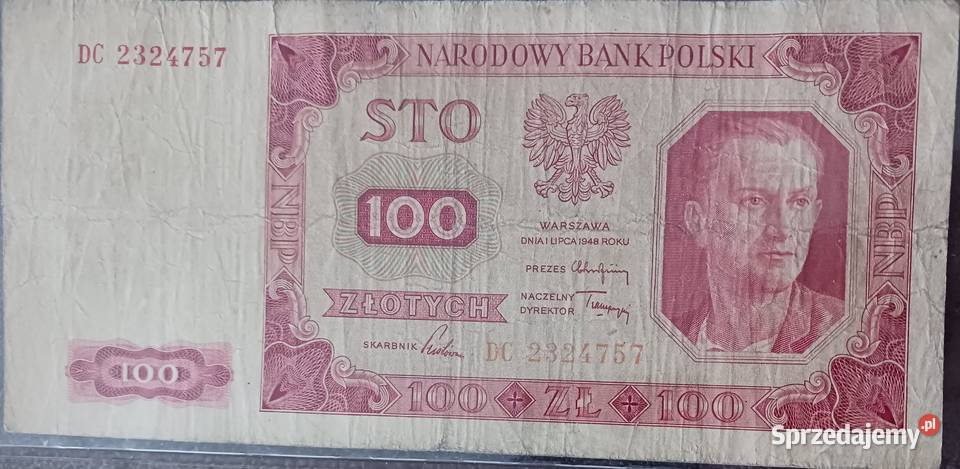 100 złotych Robotnik 1VII1948 r seria DC Konin