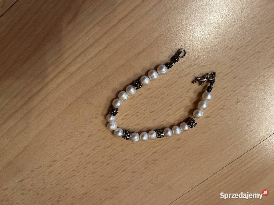 Bransoletka perły naturalne białe pomorskie Gdańsk
