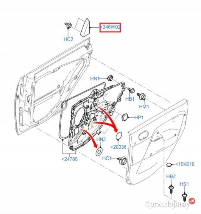TRÓJKĄT DRZWI PRAWY TYŁ FORD FIESTA FUSION