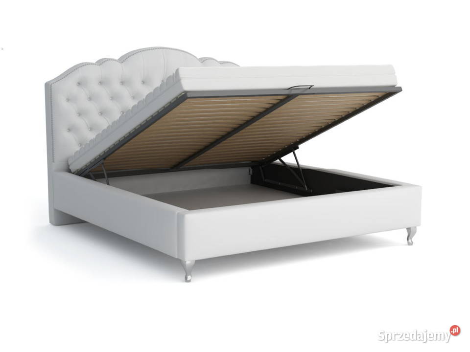 Łóżko Boss 160x200 białe glamour stelaż pojemnik Kraków