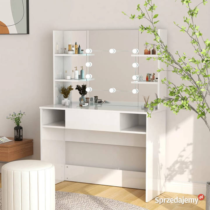 Stolik do makijażu z LED 100x40x135 MDF lśniący Toaletki